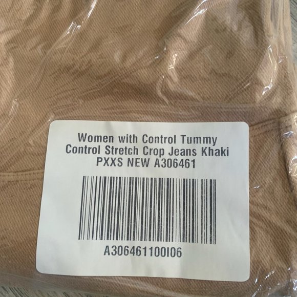 NWT WOMEN WITH CONTROL TUMMY CONTROL STRETCH CROP JEANS KHAKI PXXS - Picture 5 of 6